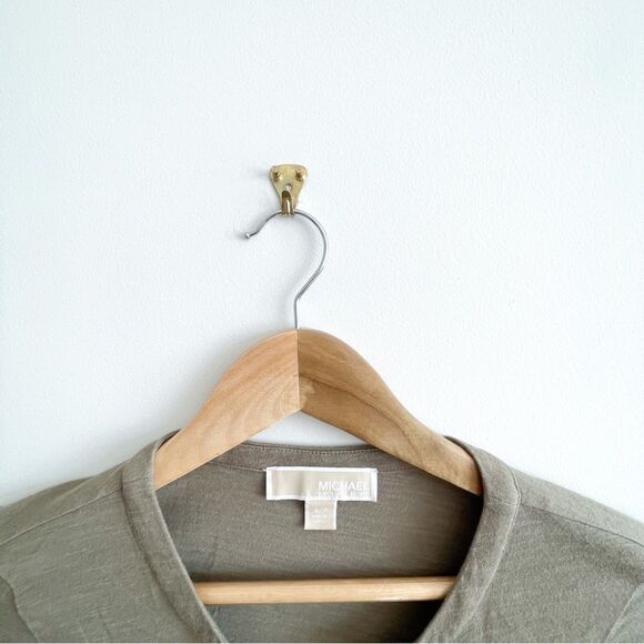 Michael Kors Top Long Sleeved Gold-Toned Chain Tie Green Women's S Knit Stretchy - Picture 4 of 7